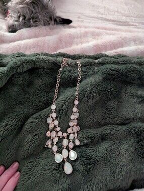 Rose Gold Opal Teardrop Statement Necklace - Women Jewelry